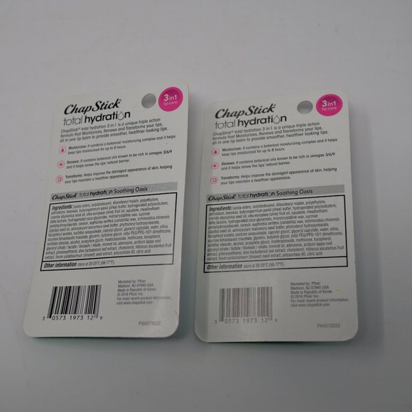 Lot of 2 ChapStick Total Hydration Lip Care Balm Soothing Oasis Non Tinted NEW - Picture 4 of 4